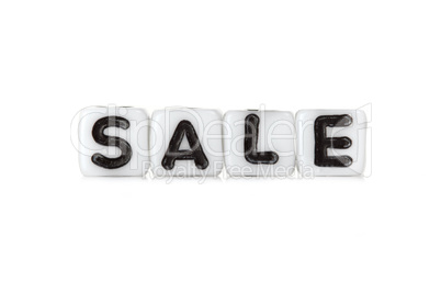 Dices with letters forming word: sale