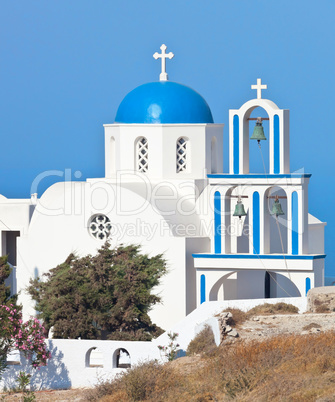 santorini, church with blue cupola
