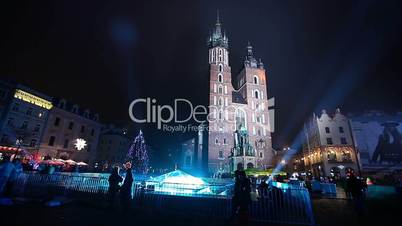 Old Town. New Year's Eve in Krakow, Poland