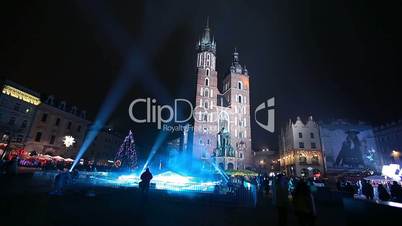 Old Town. New Year's Eve in Krakow, Poland