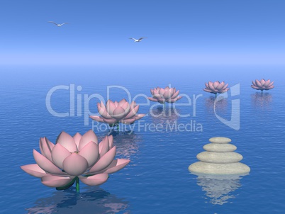 lily flowers steps - 3d render
