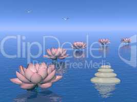 lily flowers steps - 3d render