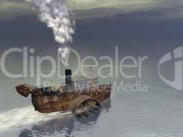 steamer boat - 3d render