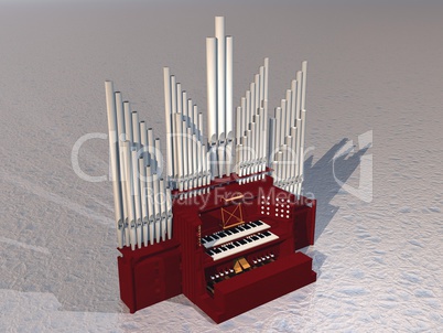 pipe organ - 3d render