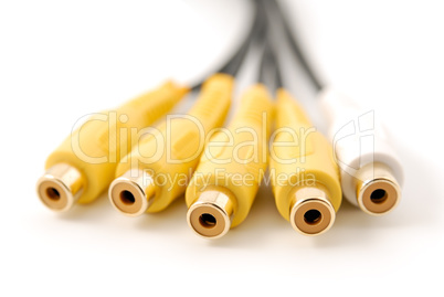 yellow white audio video rca plugs