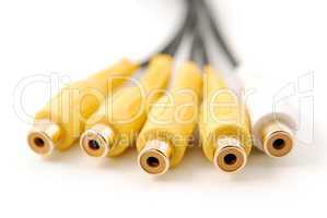 yellow white audio video rca plugs