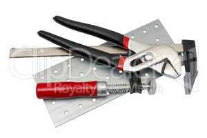 tools collection - metal adjustable water pliers and carpentry s