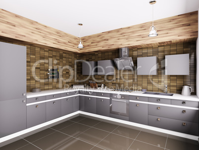 modern kitchen interior 3d
