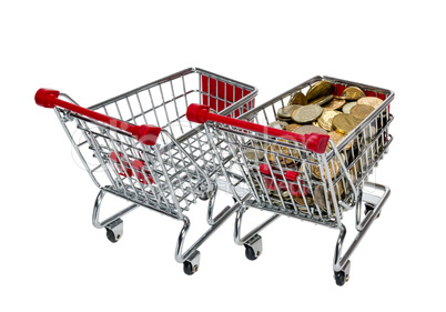 shopping cart with money