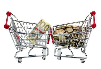 shopping cart with money