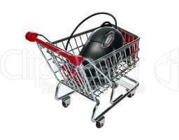 shopping cart with a computer mouse