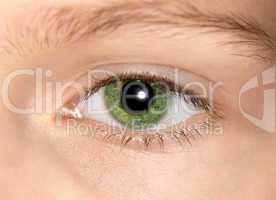 green eye of a young girl