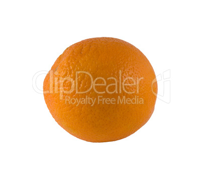 one ripe orange on a white background