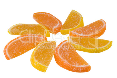 east sweets of a sweet from fruit candy in the form of orange se