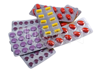 medicine pills and capsules packed in blisters