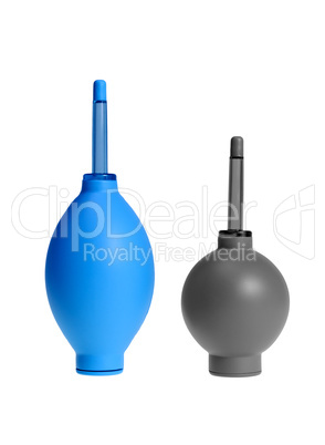 two blue and gray rubber air blower pump dust cleaner