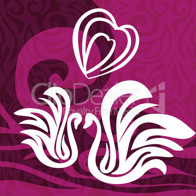 abstract vector swans and heart
