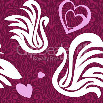seamless swans and hearts.eps