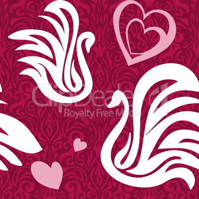 seamless swans and heart