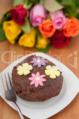 Schokoladentörtchen mit Rosen