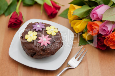 Schokoladentörtchen mit Rosen