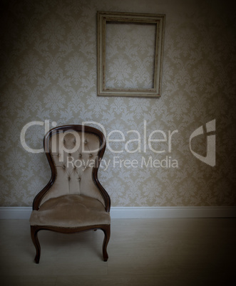 interior decor background with a vintage chair
