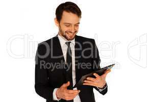 businessman looking at the tablet