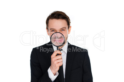 businessman with a magnified smile