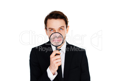 businessman with a magnified smile