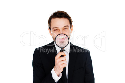 businessman with a magnified smile