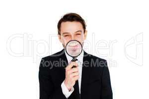 businessman with a magnified smile