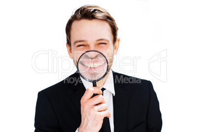 businessman with a magnified smile