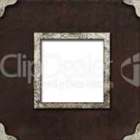 metal frame for photo on leather background