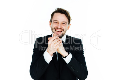 happy businessman laughing