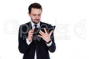 businessman using a portable notepad computer