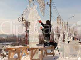 festival "magic ice of siberia", participants create sculptures