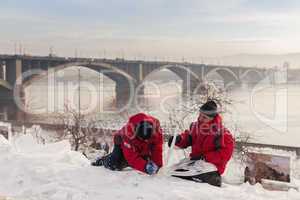 festival "magic ice of siberia", participants create sculptures