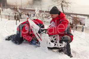 festival "magic ice of siberia", participants create sculptures