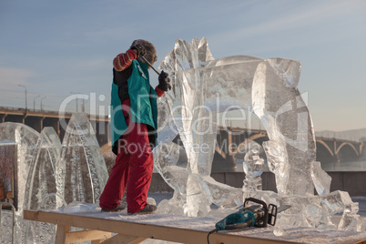 Festival "Magic ice of Siberia", Participants create sculptures
