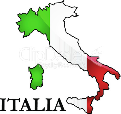 Map and flag of Italy