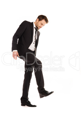 businessman making a stamping gesture