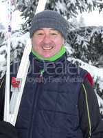 winter sports enthusiasts with cross-country skis