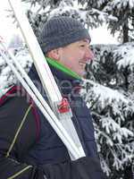 winter sports enthusiasts with cross-country skis