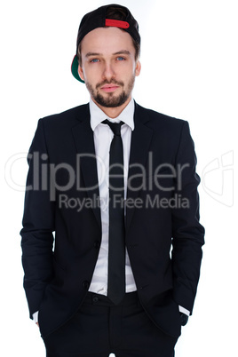 businessman wearing a baseball cap
