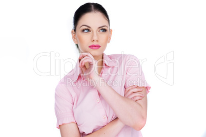 attractive young woman deep in thought