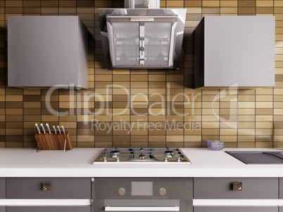 modern kitchen interior 3d