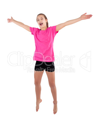 young girl jumping