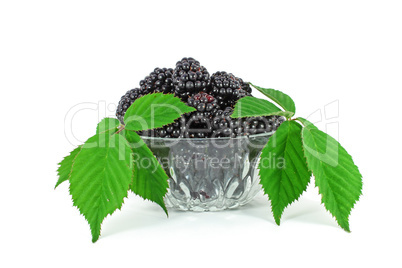 fresh blackberries in glass bowl