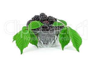 fresh blackberries in glass bowl