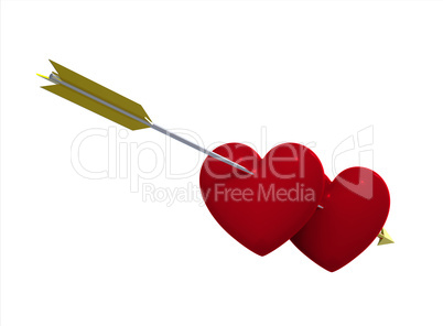 two hearts pierced by an arrow